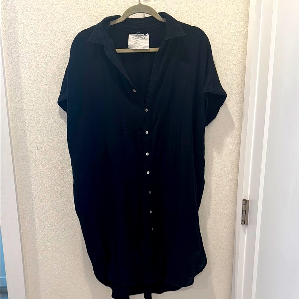 Black acacia Koki Button-Up Shirt Dress S